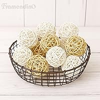 Vista 9 de Framendino, Paquete de 12 bolas decorativas de mimbre de ratán de 2 pulgadas, para decoración del hogar, boda, color blanco natural