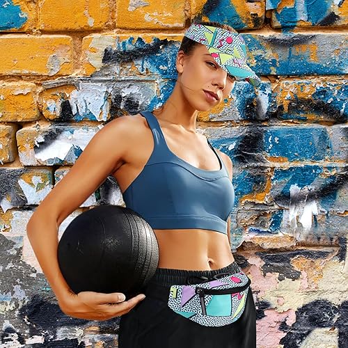 Miniatura 4 de Paquete de 2 riñoneras de los años 80 y 90 con visera para el sol, riñonera, traje retro de los años 80 y 90, accesorios de moda para hombres y