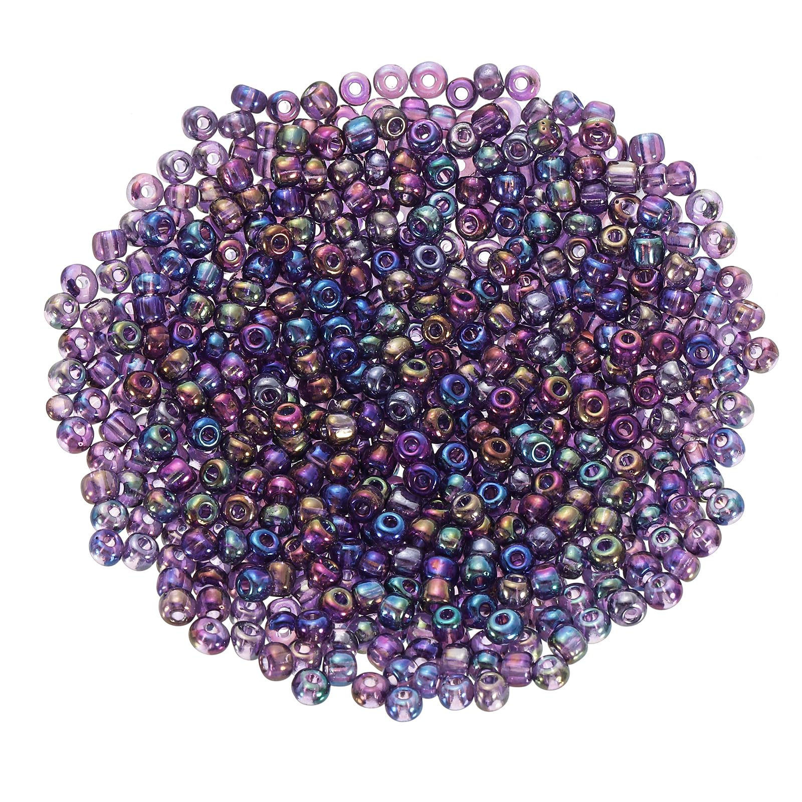 sourcing map 2000 Pcs Glass Seed Beads Bulk, 4mm Mini Loose Glass Bugle Beads for DIY Earrings, Necklaces, Bracelets, Jewelry Making, Dark Purple