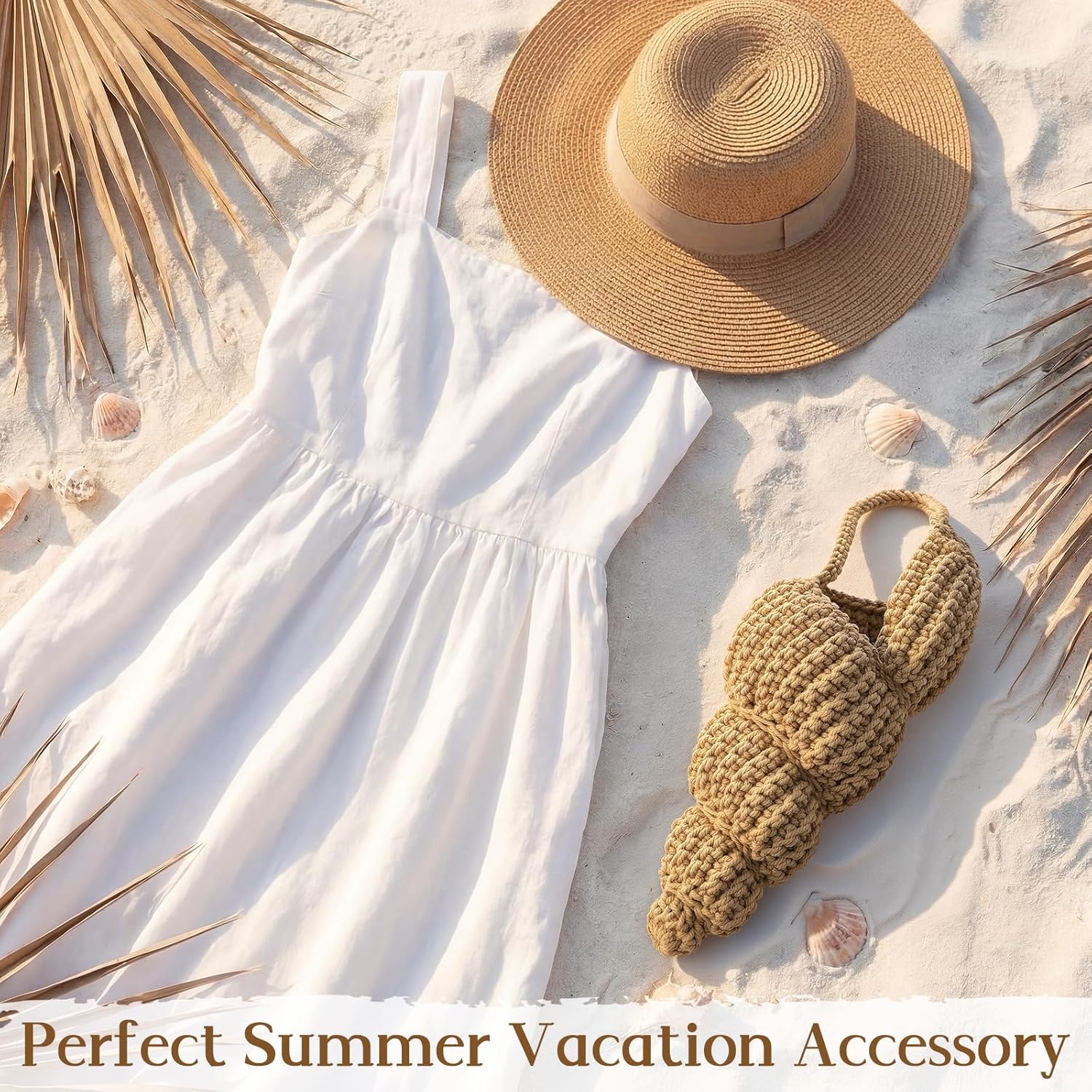 Handwoven Seashell Bag Shell Purse Women 12'' Crochet Summer Beach Bag Boho Clutch Purses Crossbody Unique Handle 2026