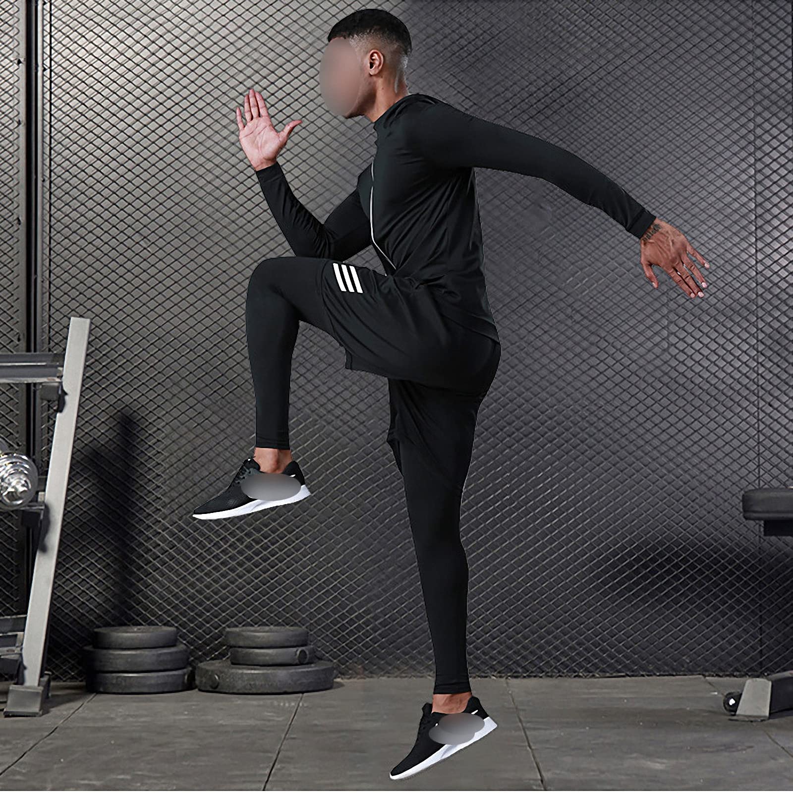 7-częściowy męski zestaw odzieży fitness, szybkoschnące legginsy na siłownię, outdoorowa warstwa bazowa odzież sportowa, styl 9, 4XL