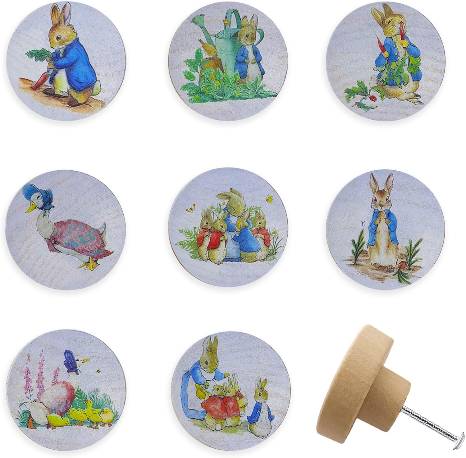 Set of 8 1.8" Wooden Cute Safari Animal Kids Nursery Cabinet Room Door Handle Dresser Drawer Pulls and Knobs