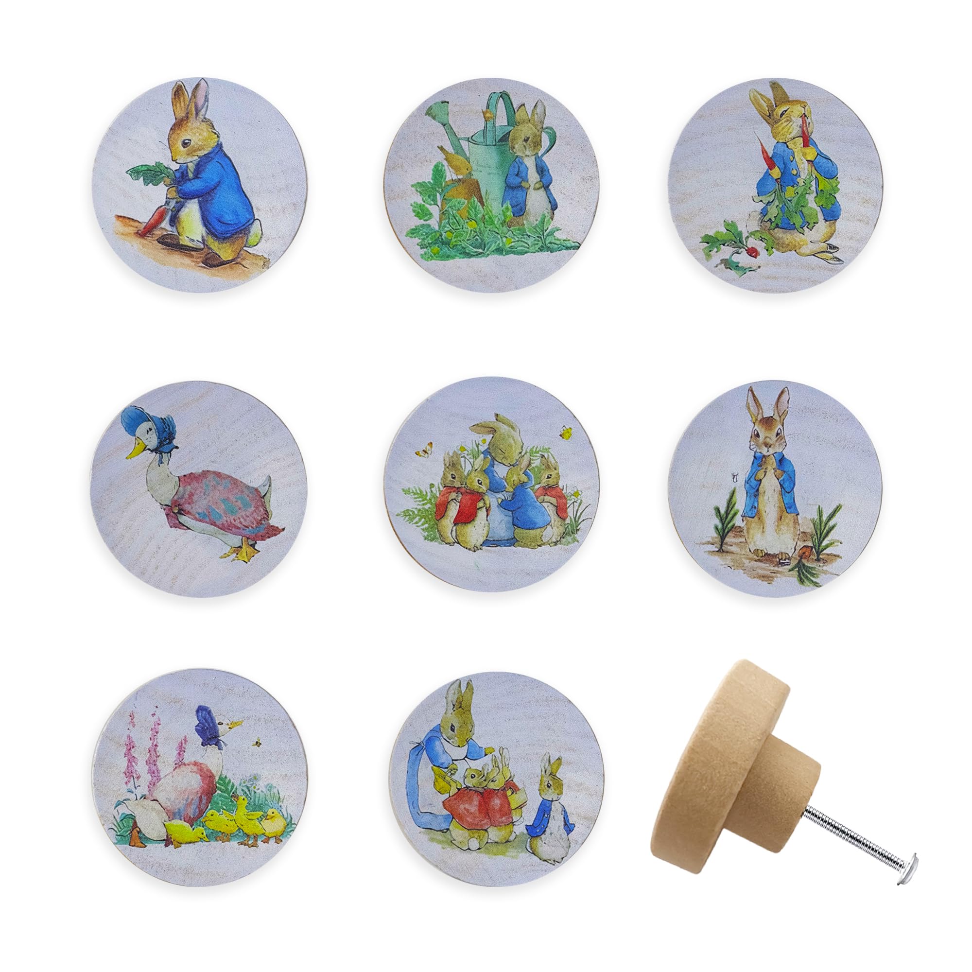 Lasyman Set of 8 1.8" Wooden Cute Safari Animal Kids Nursery Cabinet Room Door Handle Dresser Drawer Pulls and Knobs