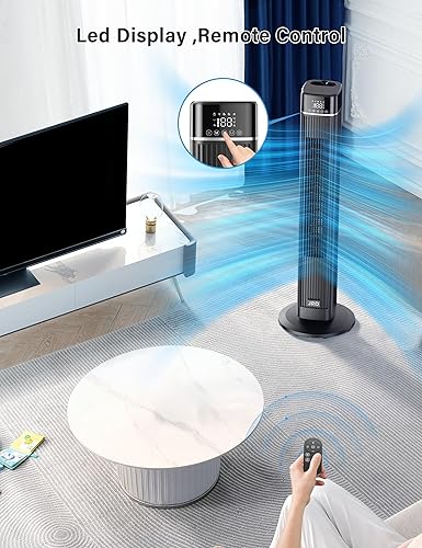 Miniatura 6 de JRD Ventilador de torre, ventiladores oscilantes de 90 con control remoto, ventilador de enfriamiento silencioso de 40 pulgadas con 3 velocidades, 4