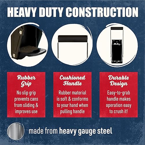 Miniatura 7 de McKay Trituradora de Latas de Metal de 12 Oz., Trituradora de Latas Montada en la Pared, Trituradoras de Latas para Reciclaje Aplastador Montado en