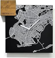 Vista 13 de Modern Wall Clock - Black Aluminum with Silver Fiber Laser Engraving - Square - Contemporary Design - Personalized City Map - Home Town - Location