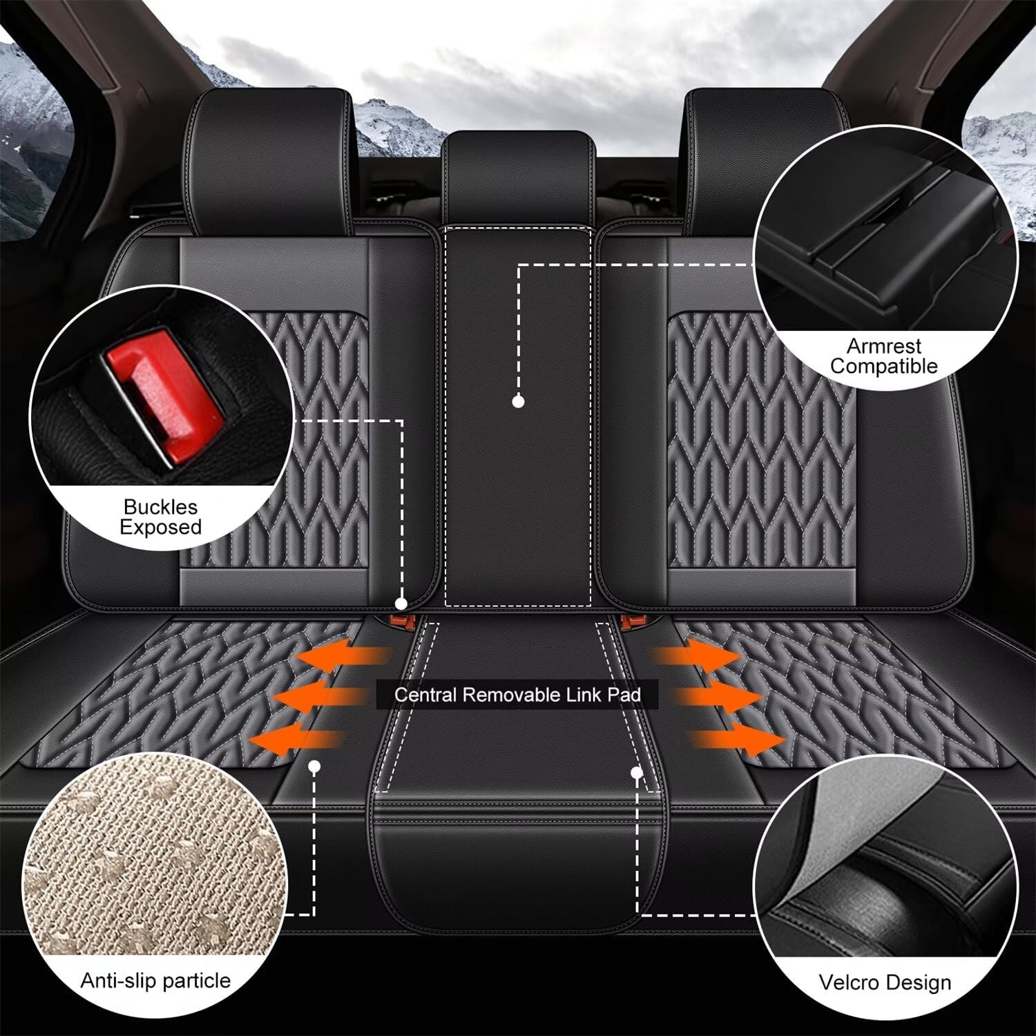 AOMSAZTO Car Seat Cover Custom Fit for Subaru Outback 2007-2025 2026 Car Seat Cushion Protector Waterproof Faux Leather Automotive Seat Covers Full Set Black&Grey