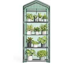 NEWBULIG 27"x19"x63" Mini Greenhouse, with Durable Zipper Door 4 Tier