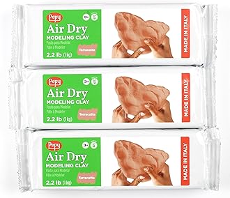 Pepy Premium European Air Dry Modeling Clay Terracotta 3 Pack 2.2 lb Bars, 6.6 lbs Total, Easy to Use Air-Hardening Clay for Classroom and Montessori Sculpting and Crafts Projects