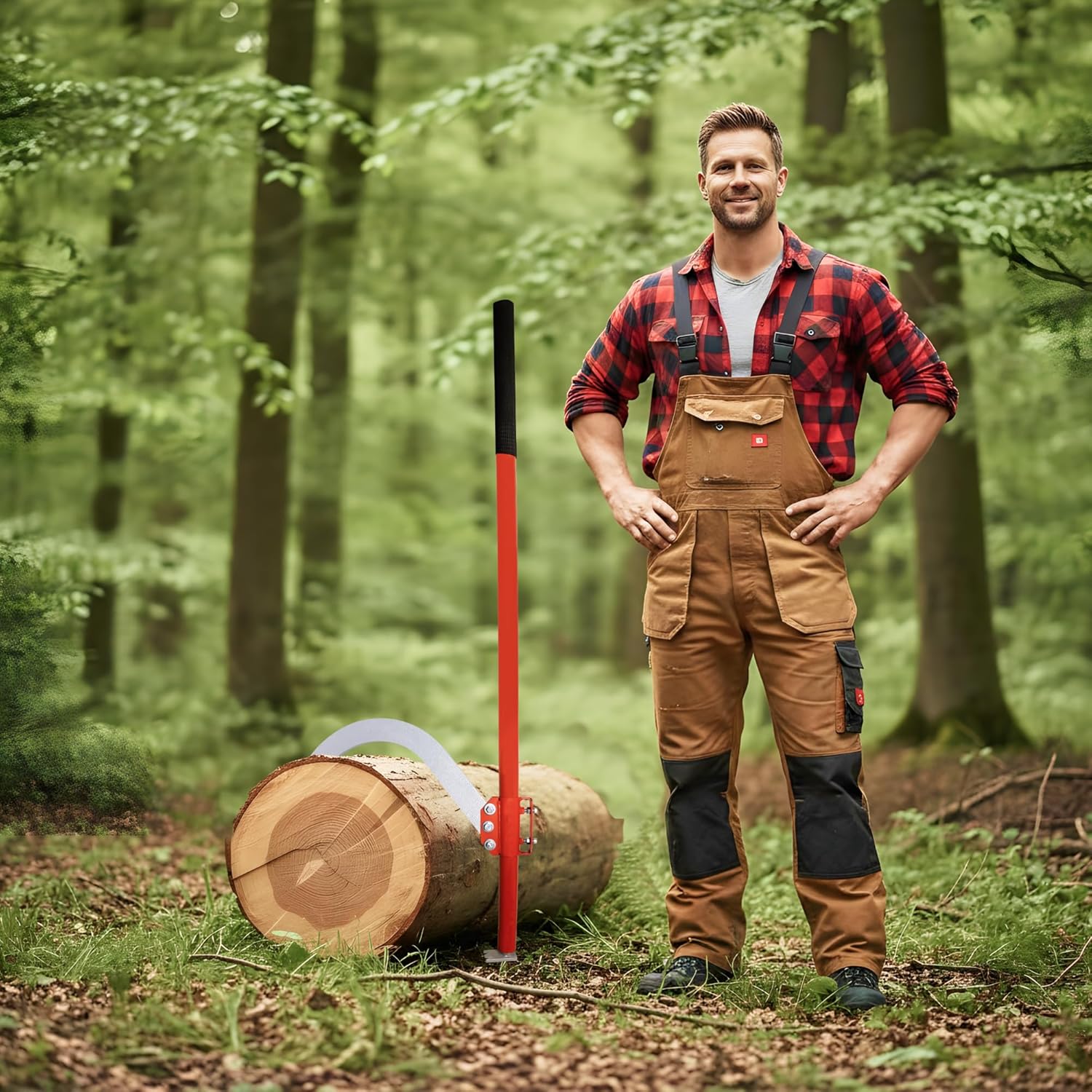 FEBTECH 48" Can't Hook - Carbon Steel Wood Log Moving Tool with Rubber Grip Handle & Fully Adjustable Hook - Perfect Log Roller Tool for Loggers, Sawyers, Wood Workers & Firewood Enthusiasts Tool Box