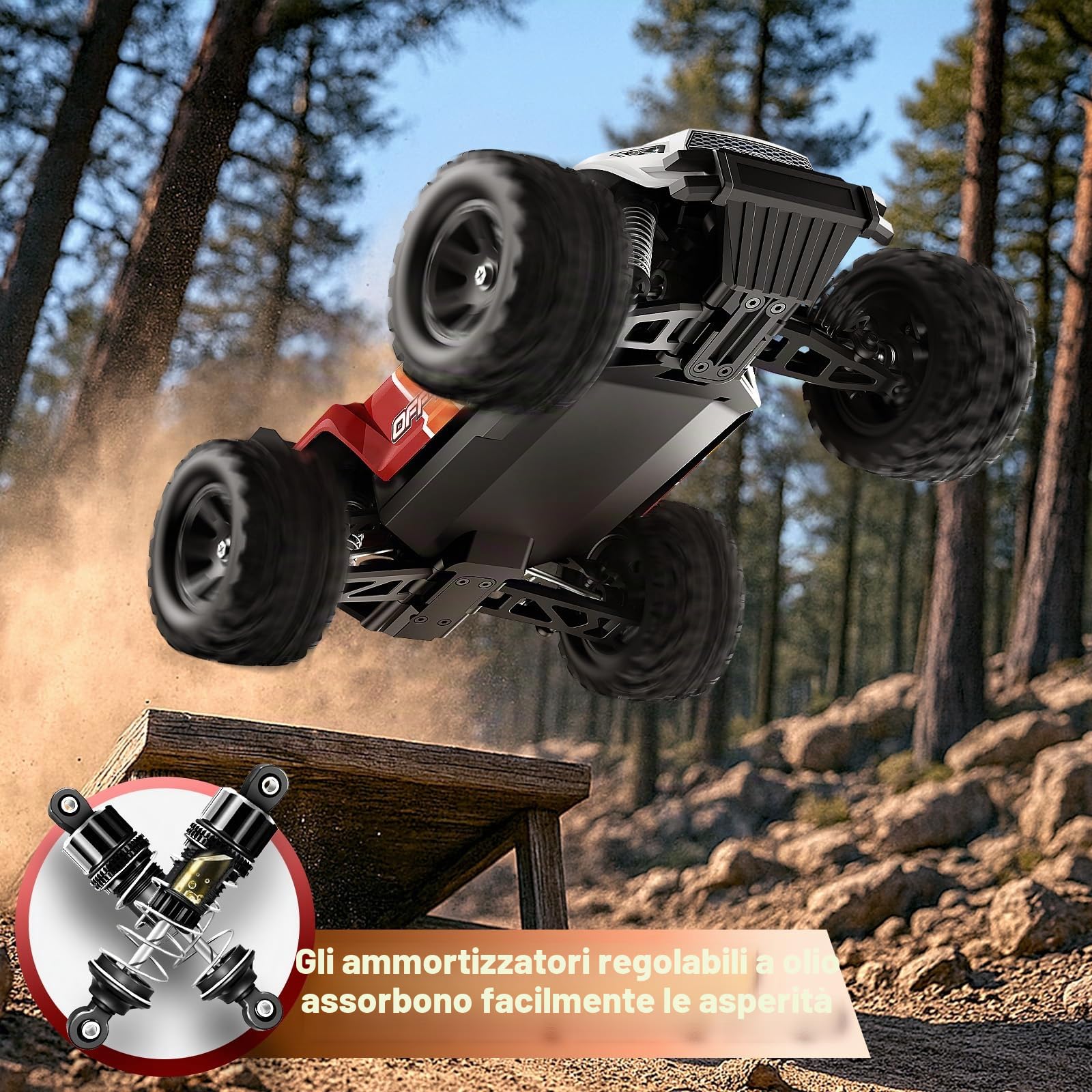 Macchina Telecomandata Professionale 1:18, Auto RC 4WD Off-Road 36 km/h con Due Batterie 7.4V 1500mAh, Doppia Carrozzeria e Struttura Resistente agli Schizzi, Macchina Radiocomandata