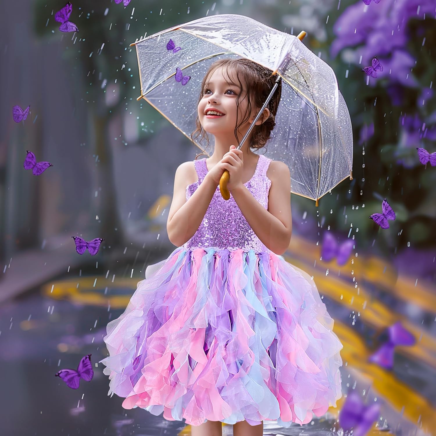 HB HBB MAGIC Tutu Sparkly Sequin Dress Girls Toddler Prom Birthday Party Formal Fancy Pink Dresses - Image 3