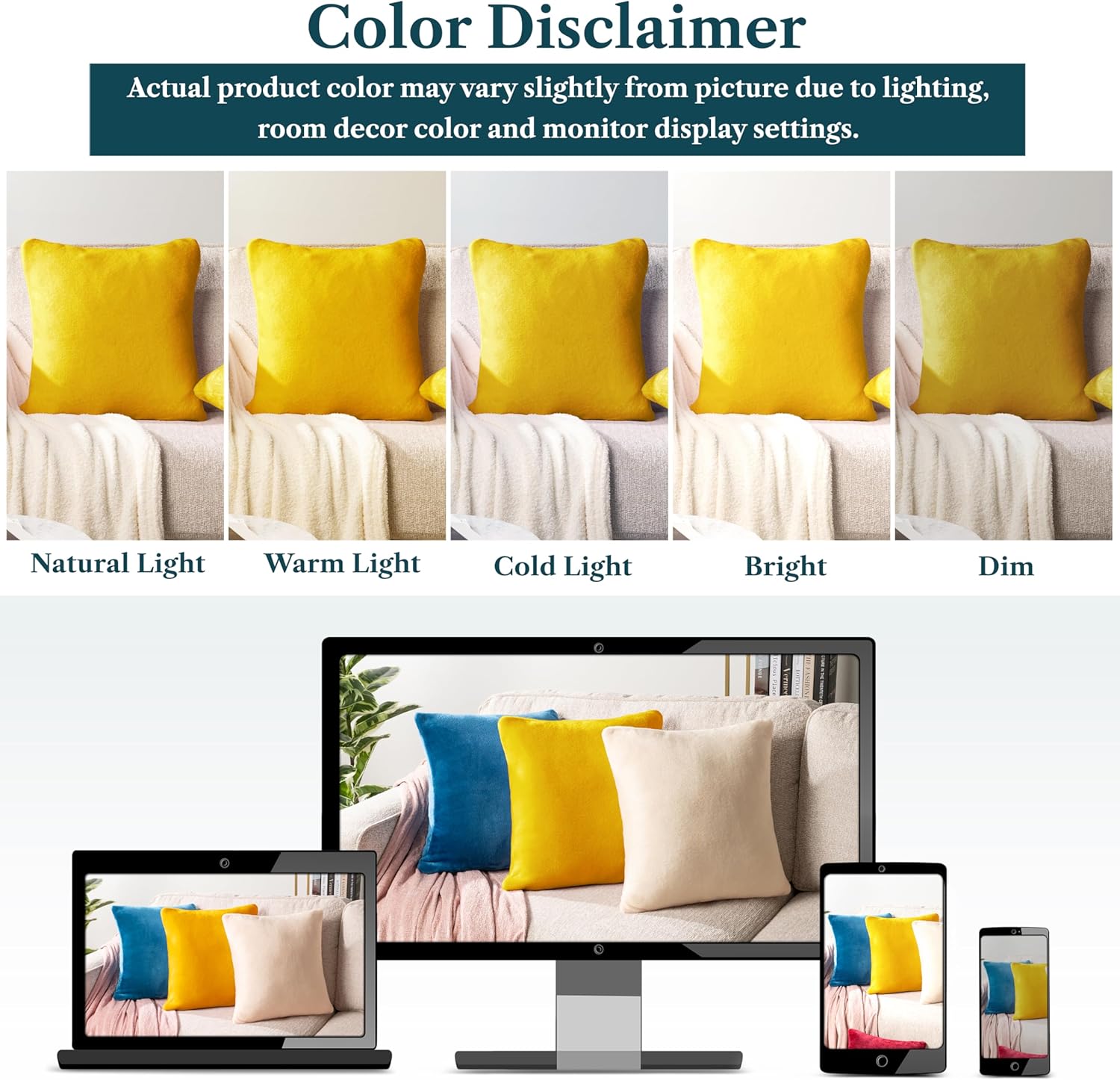 PAVILIA Mustard Yellow Throw Pillow Covers 18x18 Set of 2, Decorative Pillow Cases for Bed Sofa Couch, Boho Aesthetic Accent Decor Cushion Bedroom Living Room, Velvet Square Euro Sham Covers, Yellow - Image 6