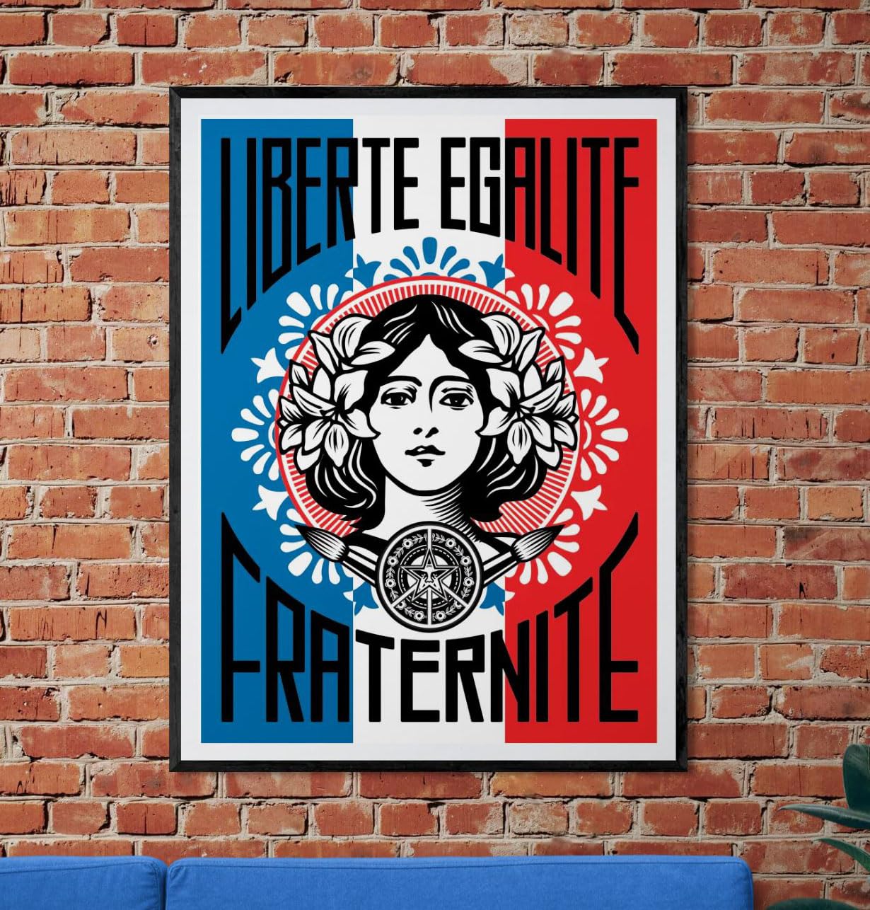 Générique Reproduction Affiche Décorative Murale Liberté Égalité Fraternité, Style Français Vintage, Tricolore, papier haute qualité, vendu sans cadre (50x70 cm)