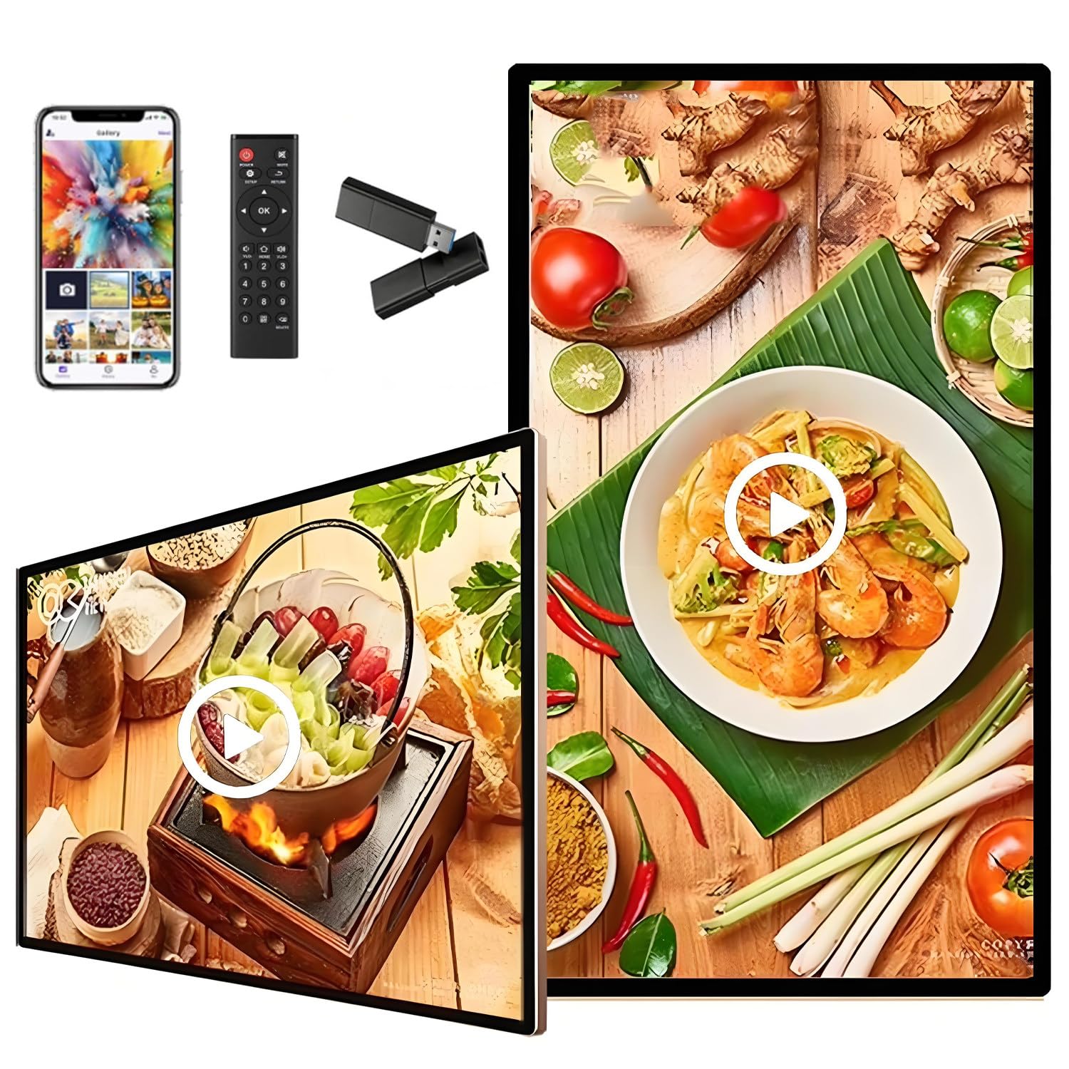 Odtwarzacz multimedialny do reklamy w kiosku cyfrowym, ekran reklamowy, wyświetlacz HD 1080P, przełącznik poziomo/pionowo, montaż ścienny, obsługa odtwarzania obrazów i wideo przez USB 18.5in