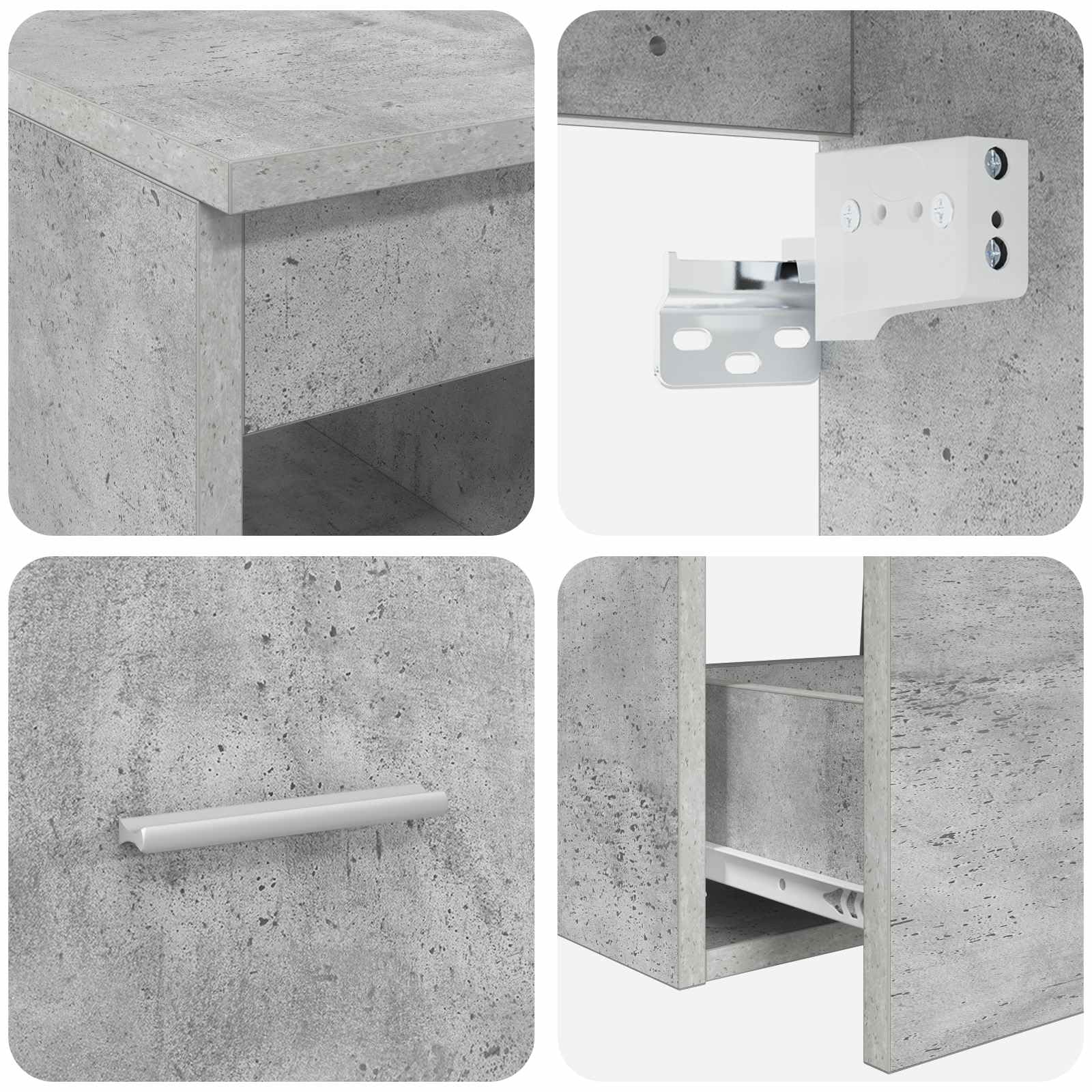Set di mobili da bagno da 2 pezzi, in legno grigio cemento, montaggio a parete, con lavandino e rubinetto, mobile da bagno per ristrutturazione, bagno, WC degli ospiti, lavabo, mobiletto