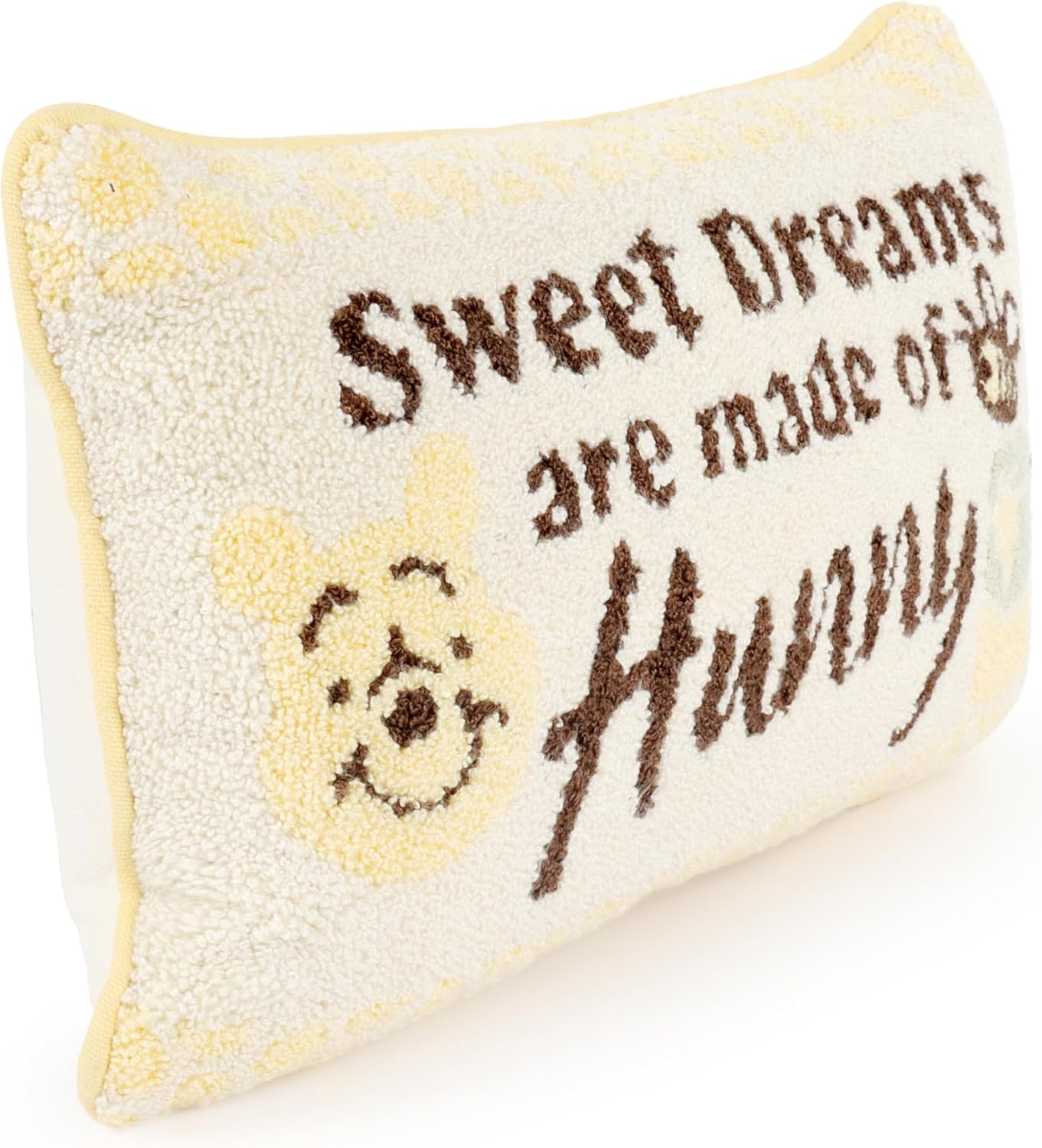 Jay Franco Needlepoint Decorative Pillow – 15 Inch Kids Ultra-Soft Stuffed Plushie & Cozy Throw Pillow, Official Licensed Product, Yellow - Winnie The Pooh