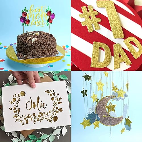 Miniatura 4 de Cartulina dorada con purpurina de 12 x 12 pulgadas, papel para Cricut, tarjeta gruesa para hacer tarjetas, álbumes de recortes, manualidades (30