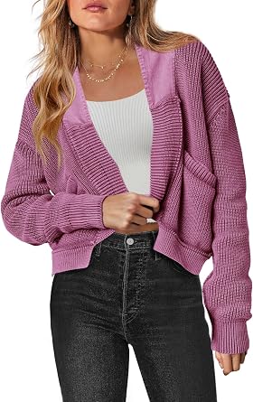 Nirovien Womens Cardigan Sweaters Long Sleeve Cropped Cardigan Lightweight Cable Knit Sweater Outerwear Coats