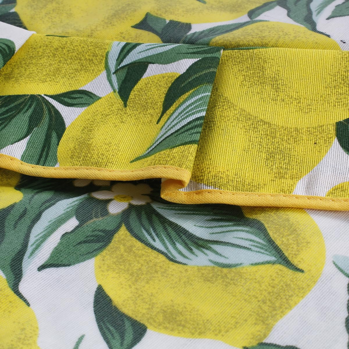 SaRani Tovaglia Plastificata con Stampa Limoni, Foglie Verdi e Volant, Impermeabile (Giallo, 140x230 cm)