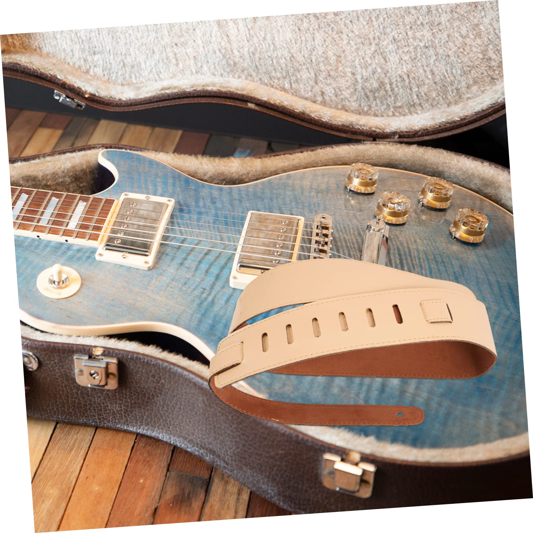 VICASKY 4 correas de guitarra de piel sintética ajustable y resistente para guitarras acústicas, cómodas y duraderas