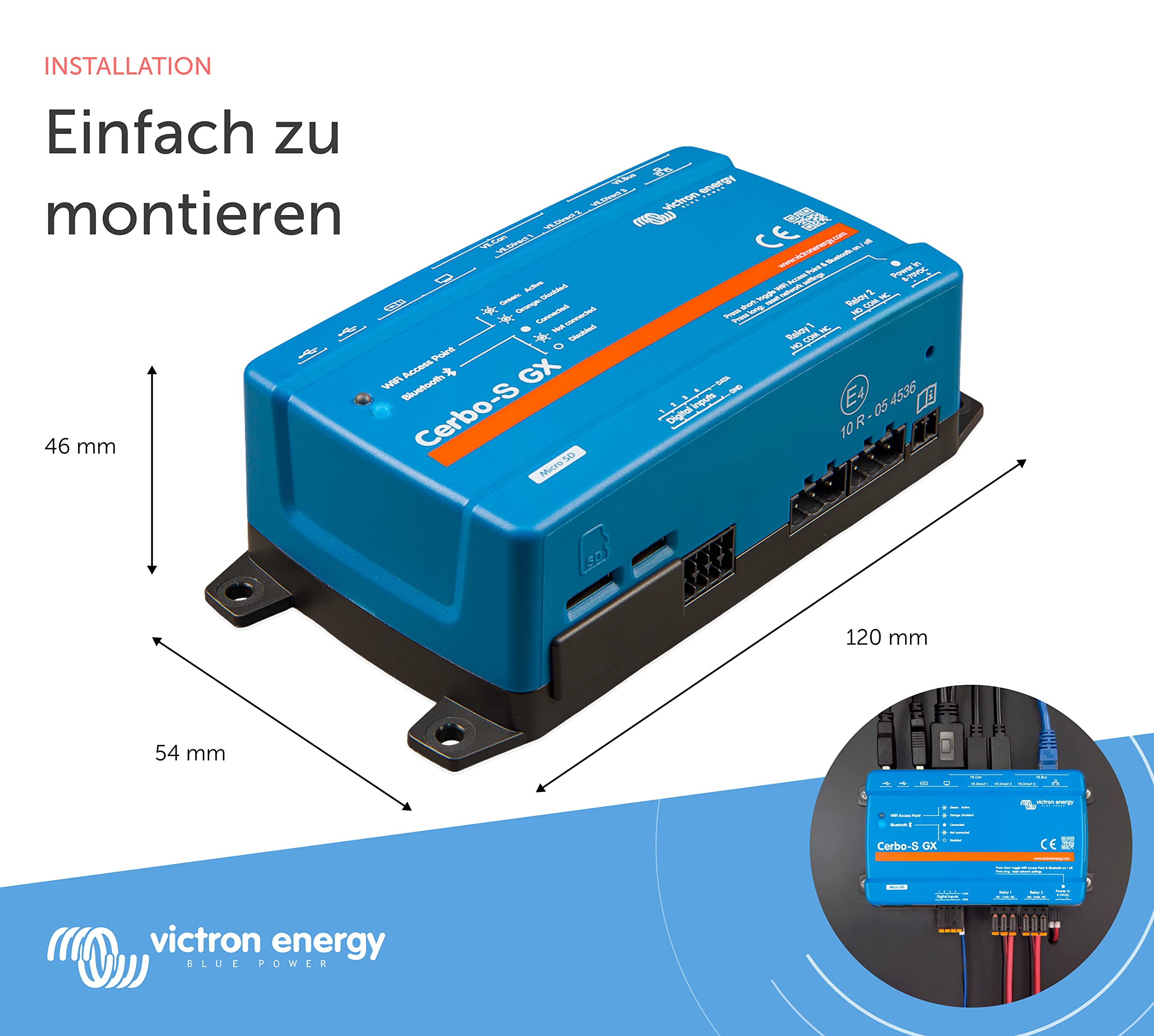 Victron Energy Cerbo-S GX für Systemüberwachung und Steuerung - Vereinfachte Konnektivität mit Ethernet-Unterstützung - Kompatibel mit Victron Remote Monitoring (VRM)