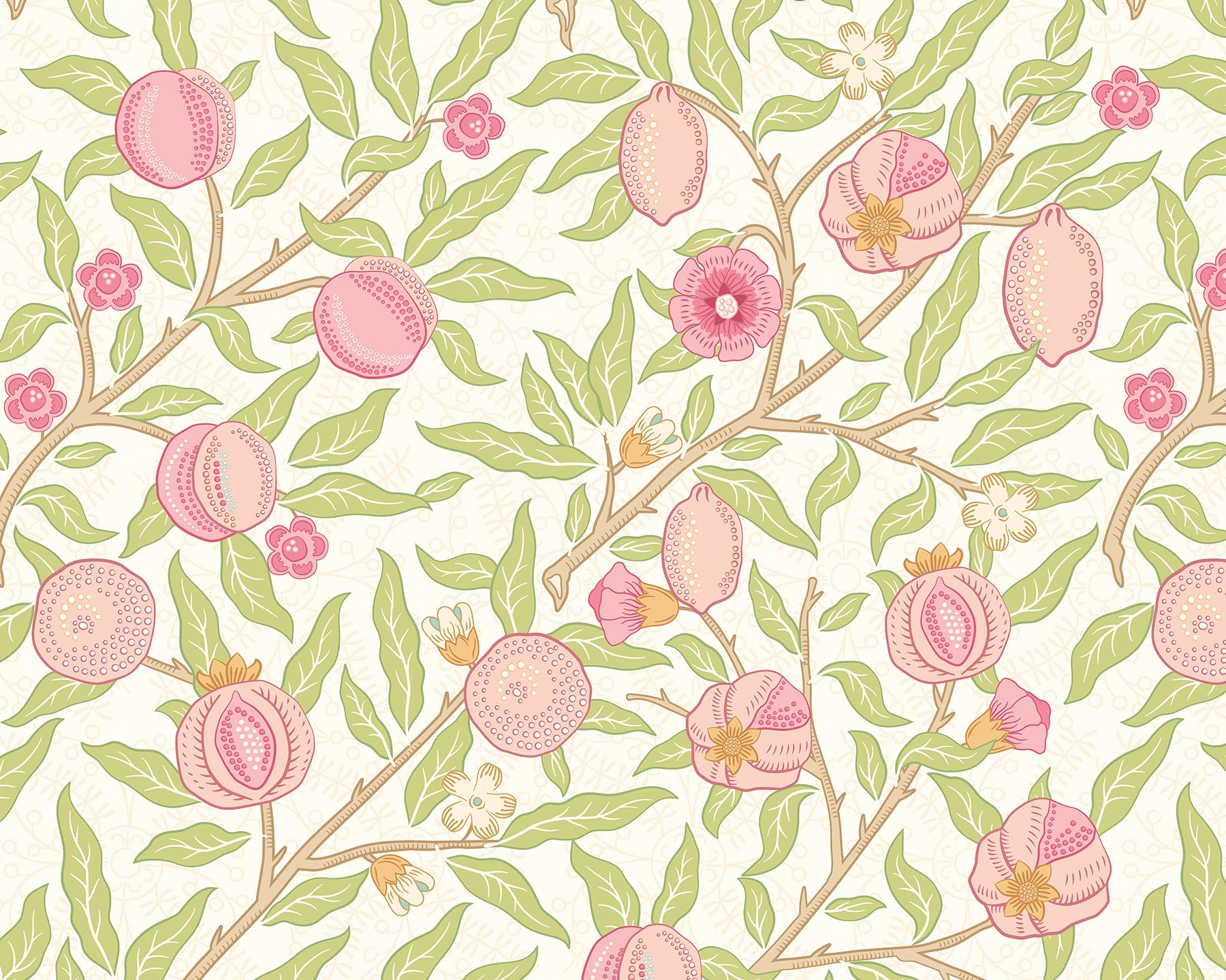 Papier peint motif fruits rose MUR391M pour créer une ambiance douce dans une chambre de bébé