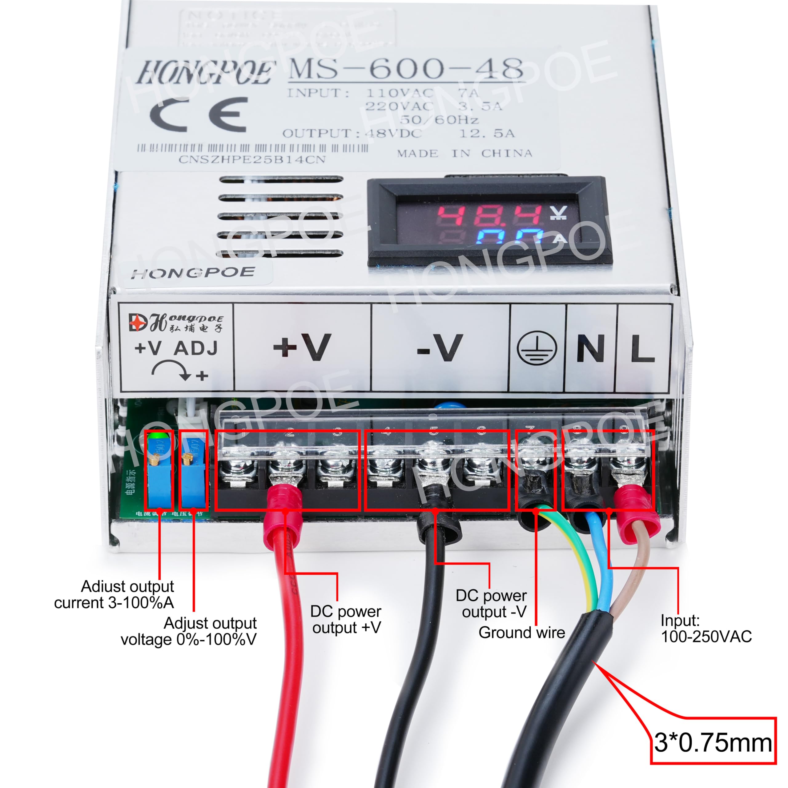 Zasilacz impulsowy 600 W 0-200 V DC, przemysłowy transformator PSU AC na DC 0-200 V, konwerter do taśmy świetlnej LED, kamery CCTV, wzmacniacza audio, drukarki 3D, CNC, (MS-600V110V5A)