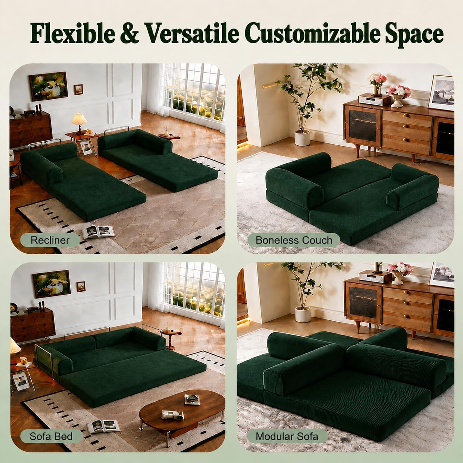 WHGBJA 79" 5 in 1 Convertible Sofa Bed Couch, Modular Sectional, Loveseat image 3