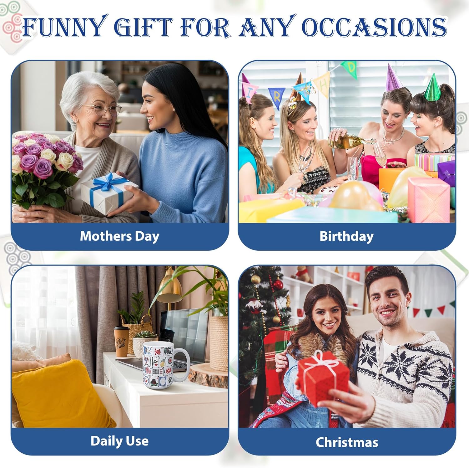 Valentine's Day Mahjong Gifts Mug - 15 oz Funny Mahjong Lover Mug Ceramic Coffee Cup for Mom Women Sister Friends Mah Jong Enthusiasts Holiday Valentines Birthday Home Decor Gift(Chic) - Image 7