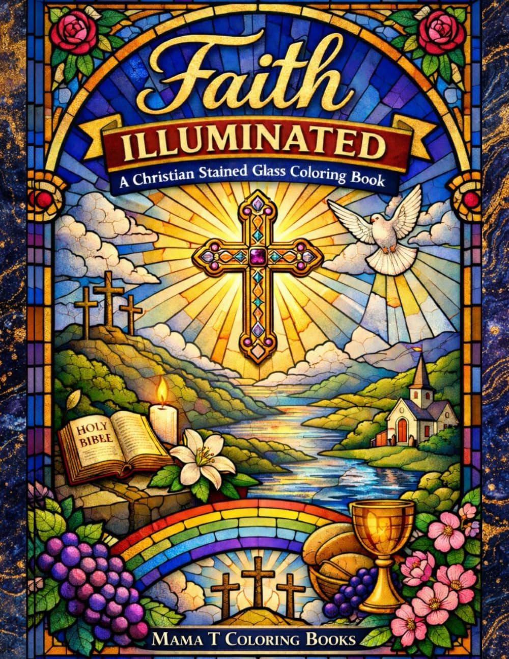 Faith Illuminated: A Christian Stained Glass Coloring Book: Featuring Radiant Biblical Symbols, Sacred Light Patterns, and Inspirational Faith-Based ... Coloring Series By Mama T Coloring Books)