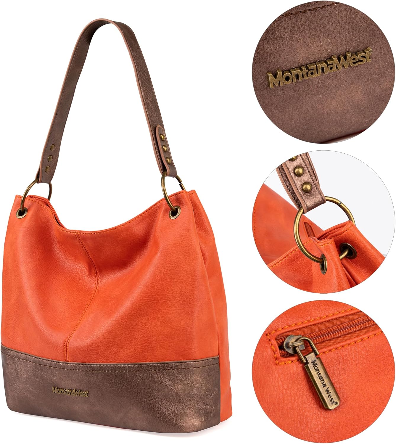 Montana West Hobo Bag for Ladies Shoulder Handbags with Back Pocket | Purses, with Zipper, Purses, with Zipper - Image 4