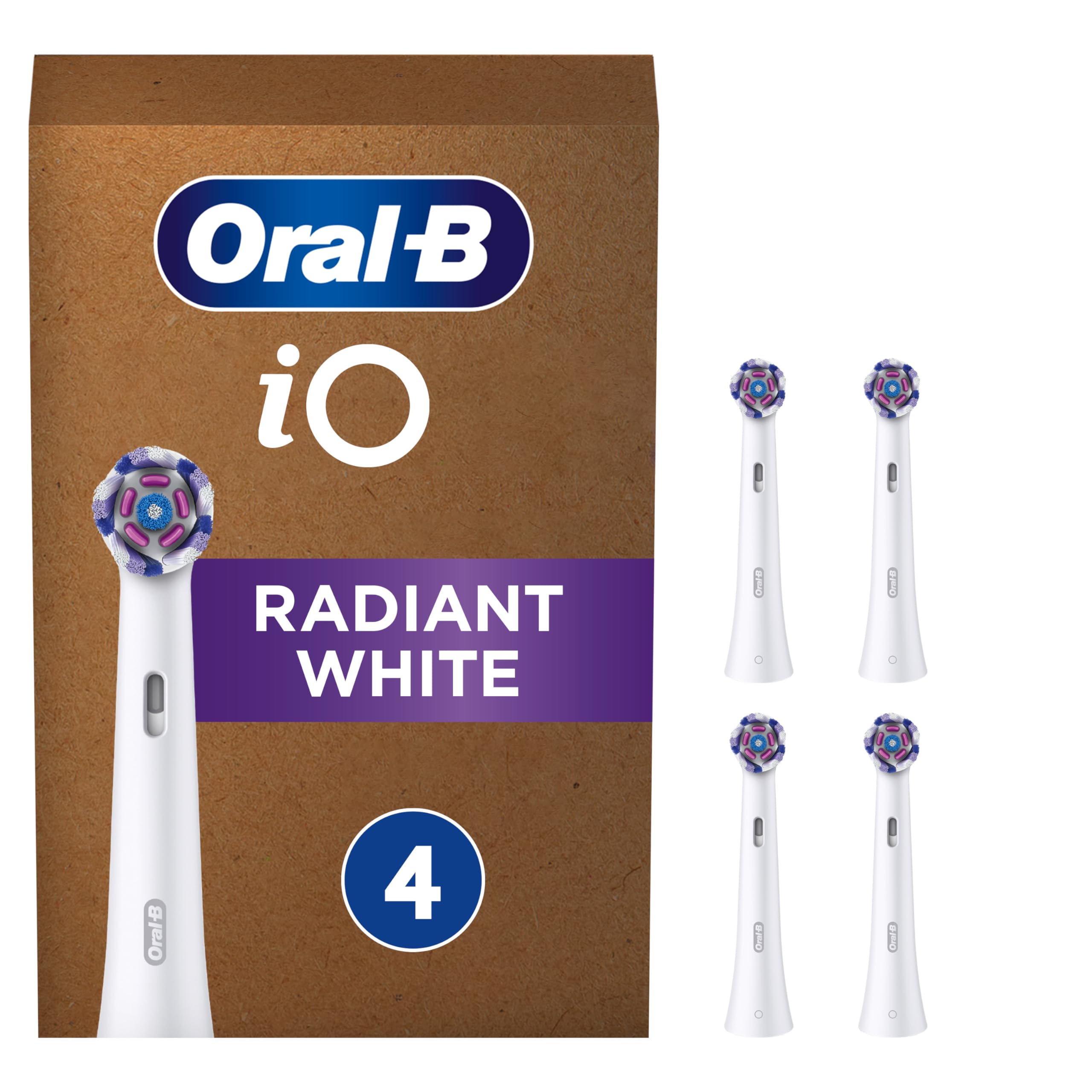 Oral-B iO Radiant White Recambios para Cepillo de Dientes Eléctrico, Blanco, 4 Unidad (Paquete de 1)