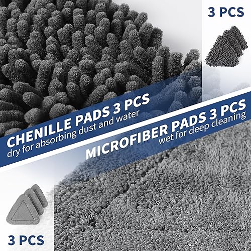 Miniatura 6 de BOOMJOY Trapeador limpiador de pared con mango largo de 82 pulgadas, limpiador de zócalo con escobilla de goma, herramienta de limpieza de techo con