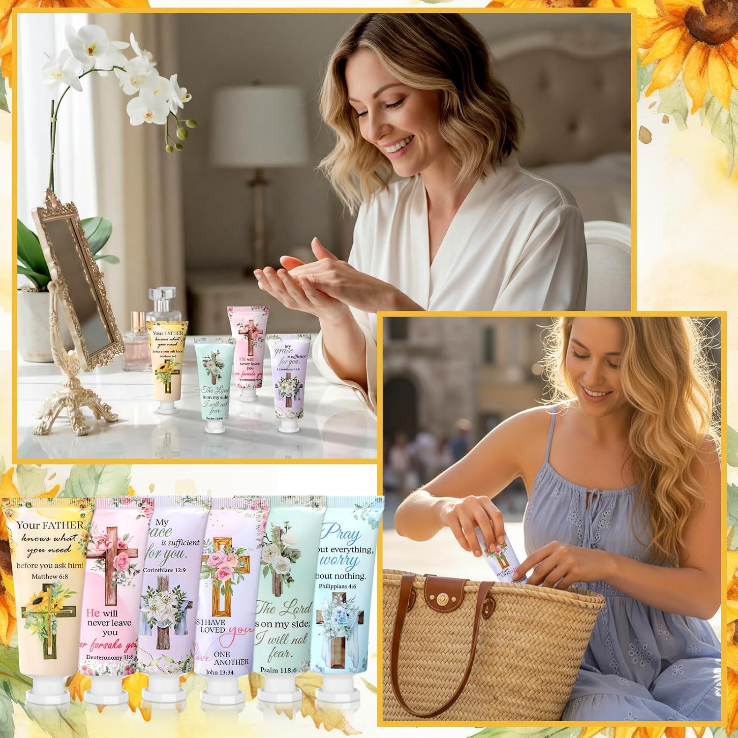 12 Pcs Christian Hand Cream Mothers Church Gifts Bulk for Women Travel Size Teacher Bible Verse Cross Faith Party Favors Religious Scripture Hand Lotion for Sunday Prayer Church Mom Teacher