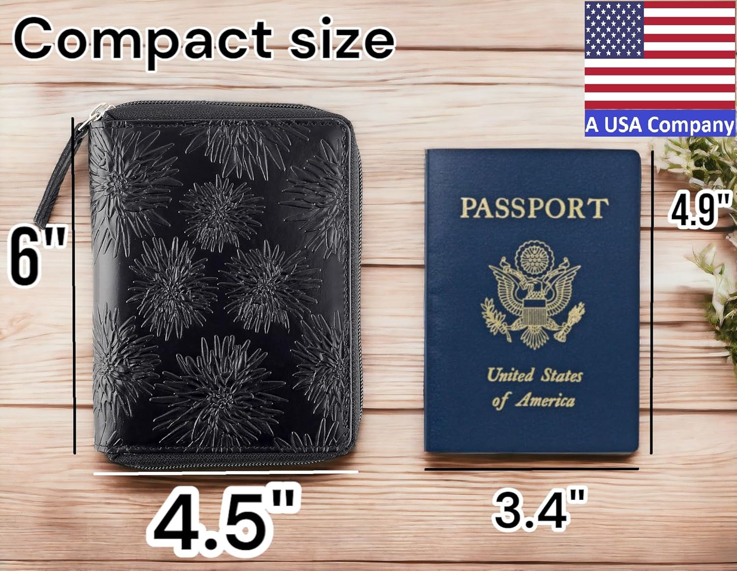 Passport Wallet - Travel Document Holder w/RFID Blocking – Full Grain Leather – Bifold compact zip around Wallet with Credit Card Slots for Women and Men,500-80 - Image 3