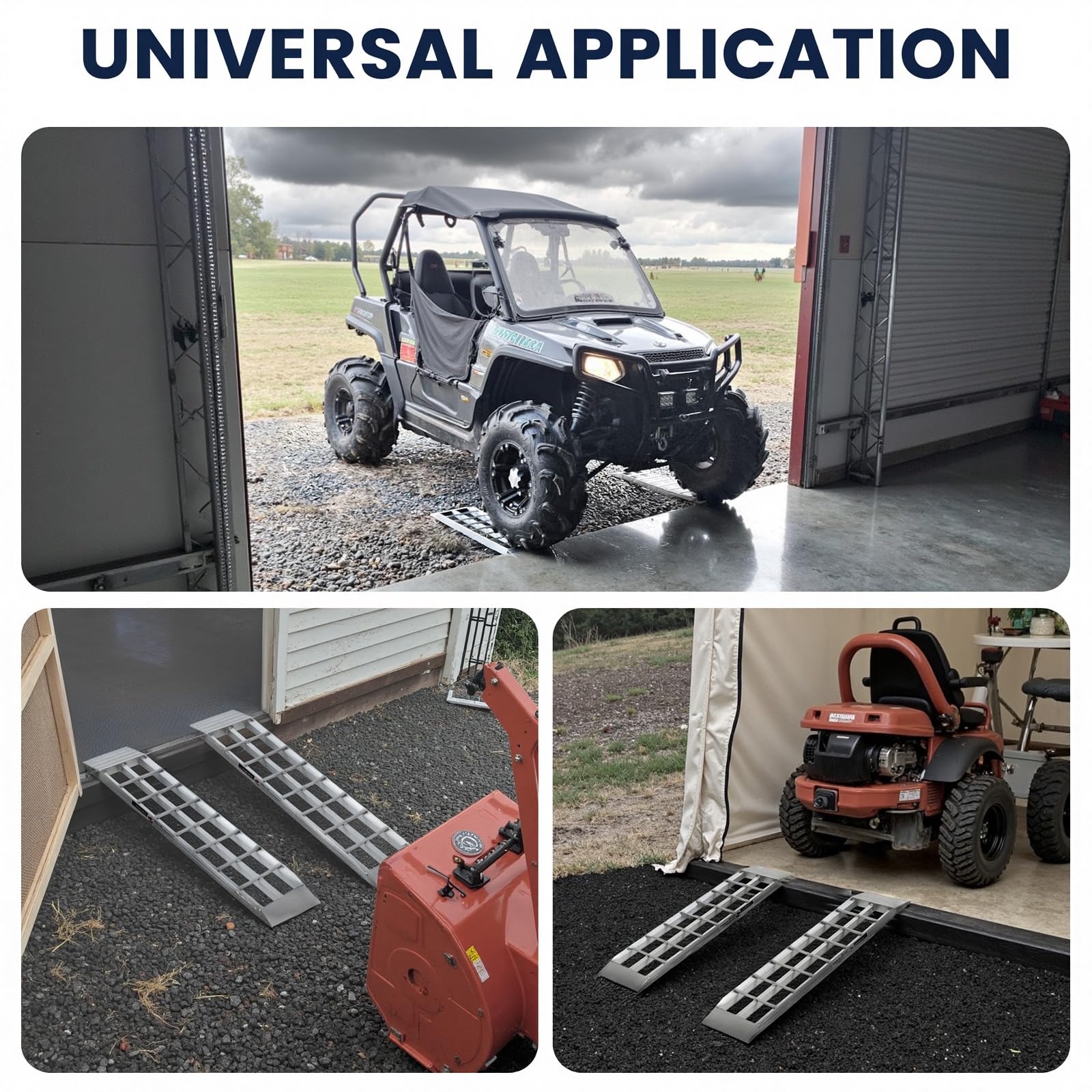 2X Auffahrrampe Alu Laderampen - 680kg max - Auto Laderampe Für Motorrad, Rasenmäher, Quad, Schneefräse, Garage & Geräteschuppen, 92x20 cm