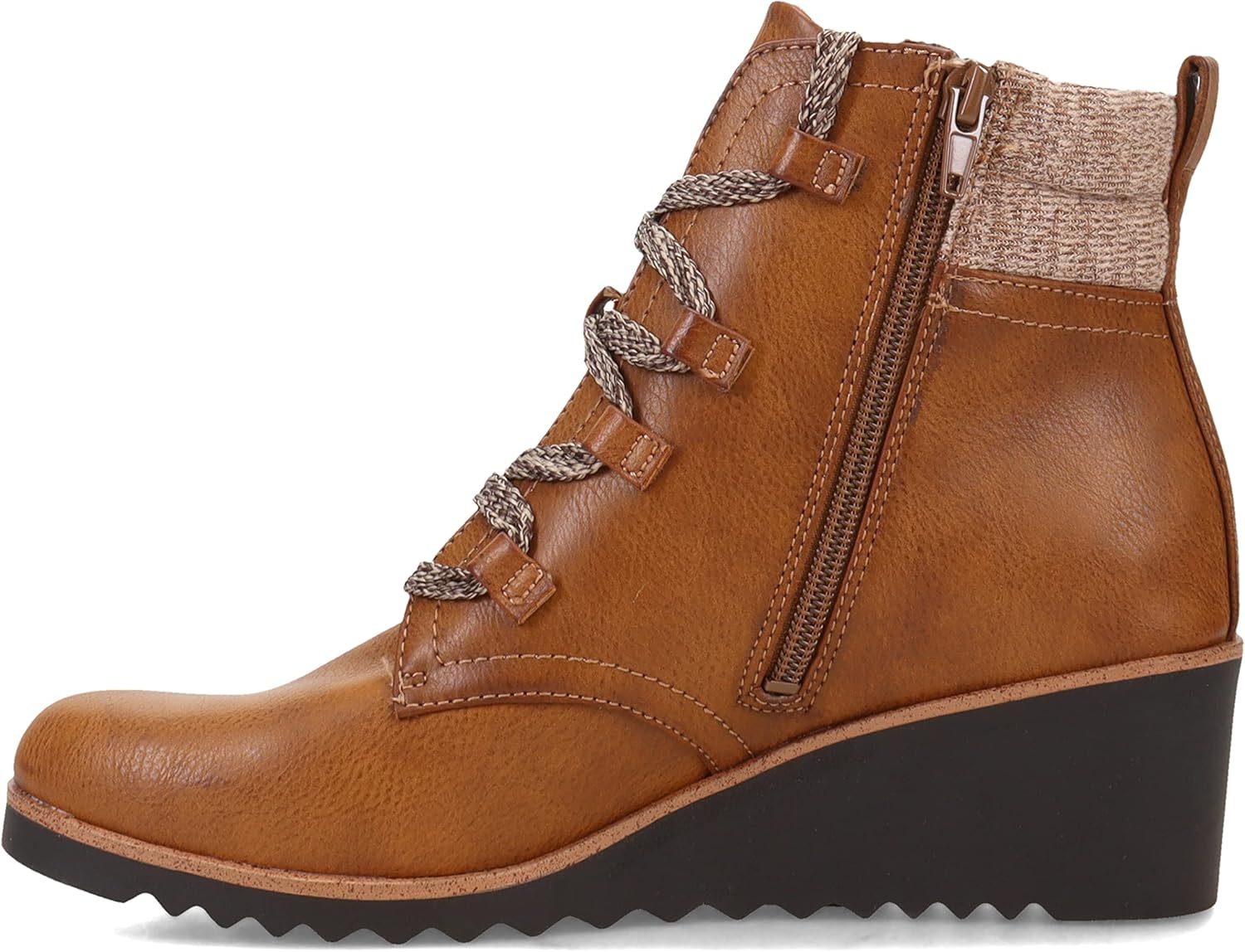 LifeStride Womens Zone Lace Up Wedge Bootie Whiskey Brown 7.5 M