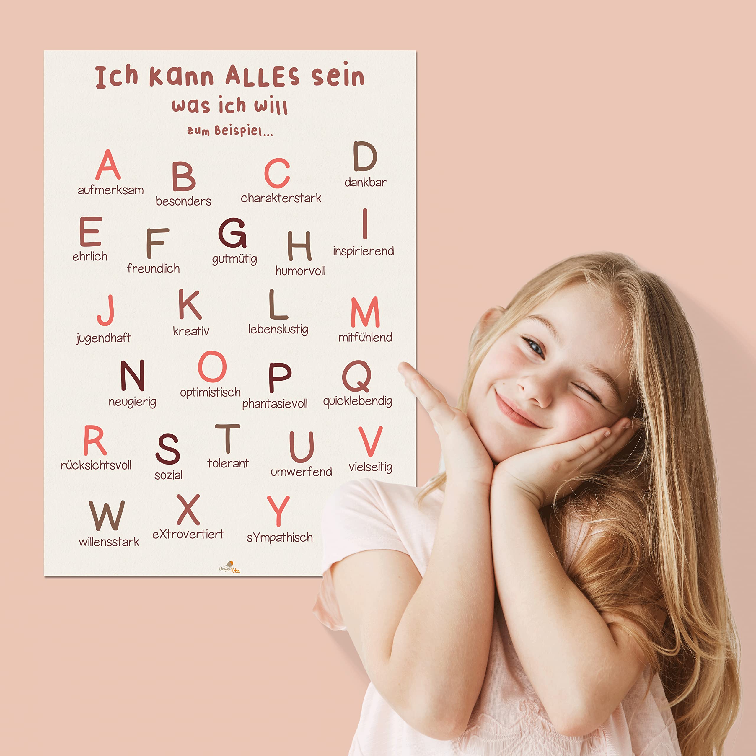 Poster Alfabeto Delle Affermazioni Per Bambini – DIN A3, 'Posso Essere Tutto Ciò Che Voglio', CreativeRobin
