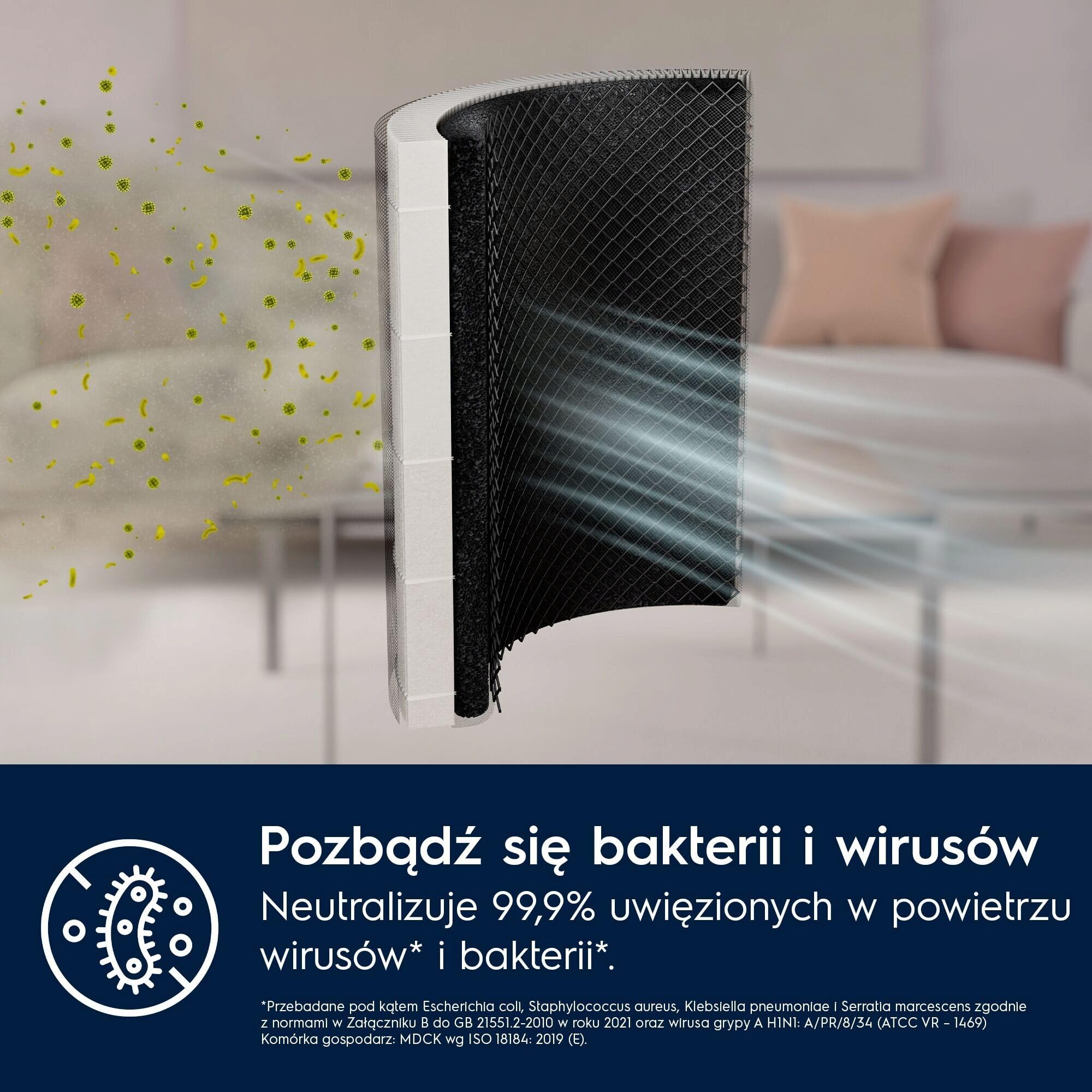 Oczyszczacz powietrza Pure 500, podłączony, filtracja HEPA, tłumik, szary, EPO50371UG