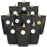 Extravaganter Adventskalender zum Bef&uuml;llen - mit 24 schwarzen Geschenkt&uuml;ten und 24 Zahlenaufklebern und Klammern - Motiv Elegance - zum Basteln und Verschenken - Weihnachten & Advent