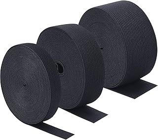 3 Rolls Sewing Stretch Elastic Band Spool, 3/5, 1, 1-1/2 Inch in Width, 5.5 Yards/Roll (Black)