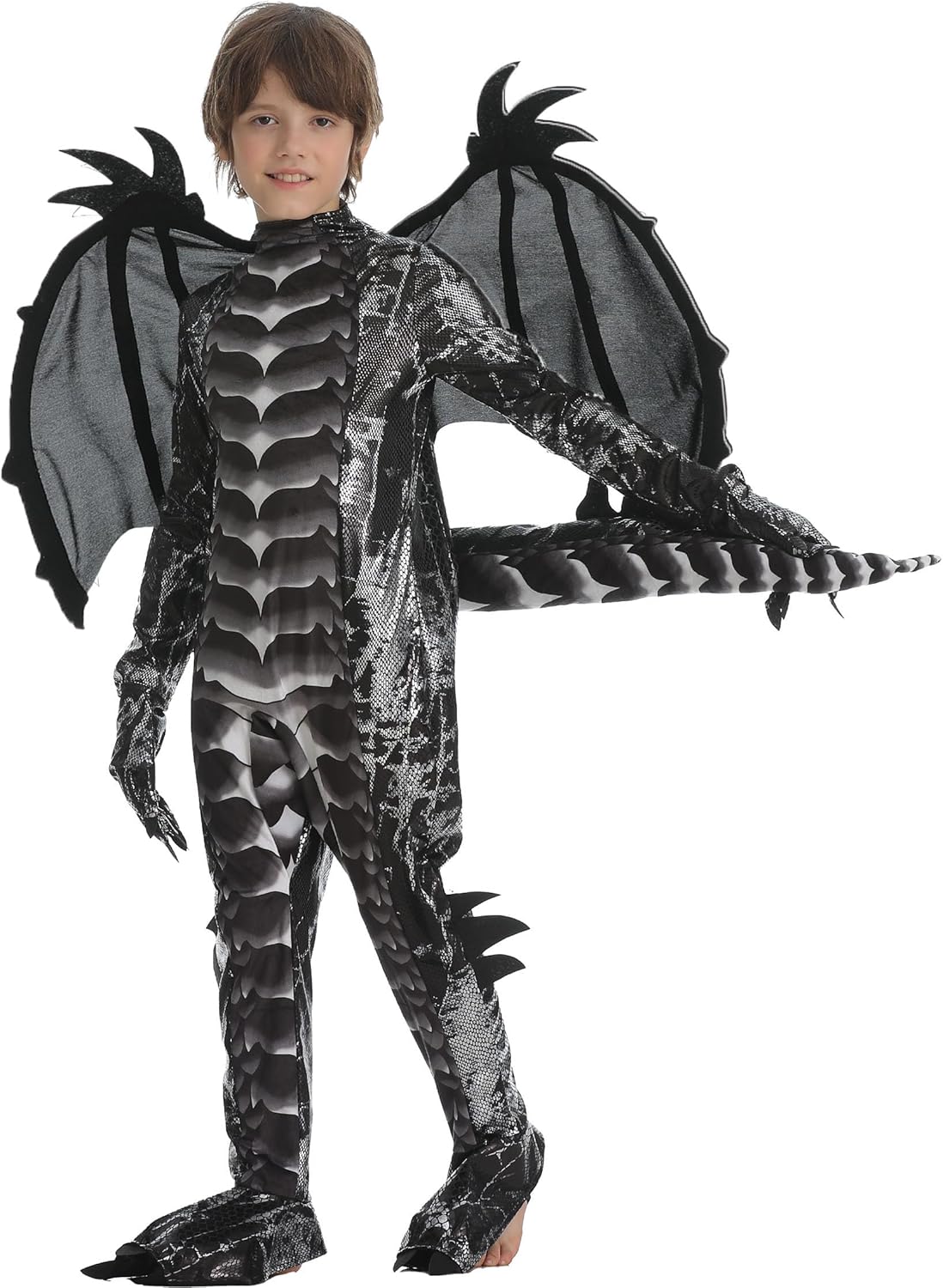 Kids Dragon Costume Set with Tail and Mask Boys Halloween Dragon Cosplay Dress Up Outfits - Image 2