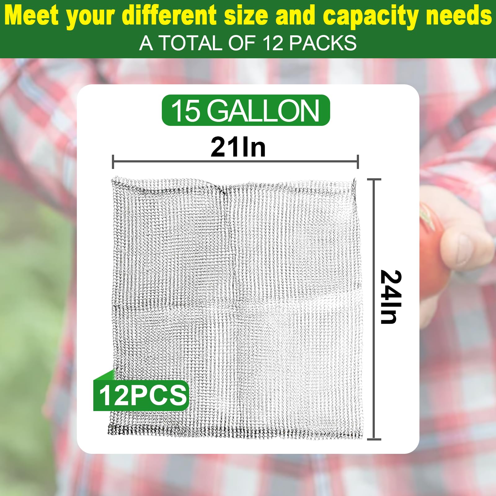Paquete de 12 cestas de alambre Go-pher y V-ole de 15 galones x 12, cestas de 15 galones para raíces subterráneas de plantas grandes