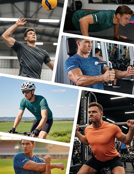 MAGCOMSEN Tee Shirt Homme Chemise D'entraînement Respirante à Séchage Rapide Chemise Course à Manches Courtes T-Shirt de Fitness - 5