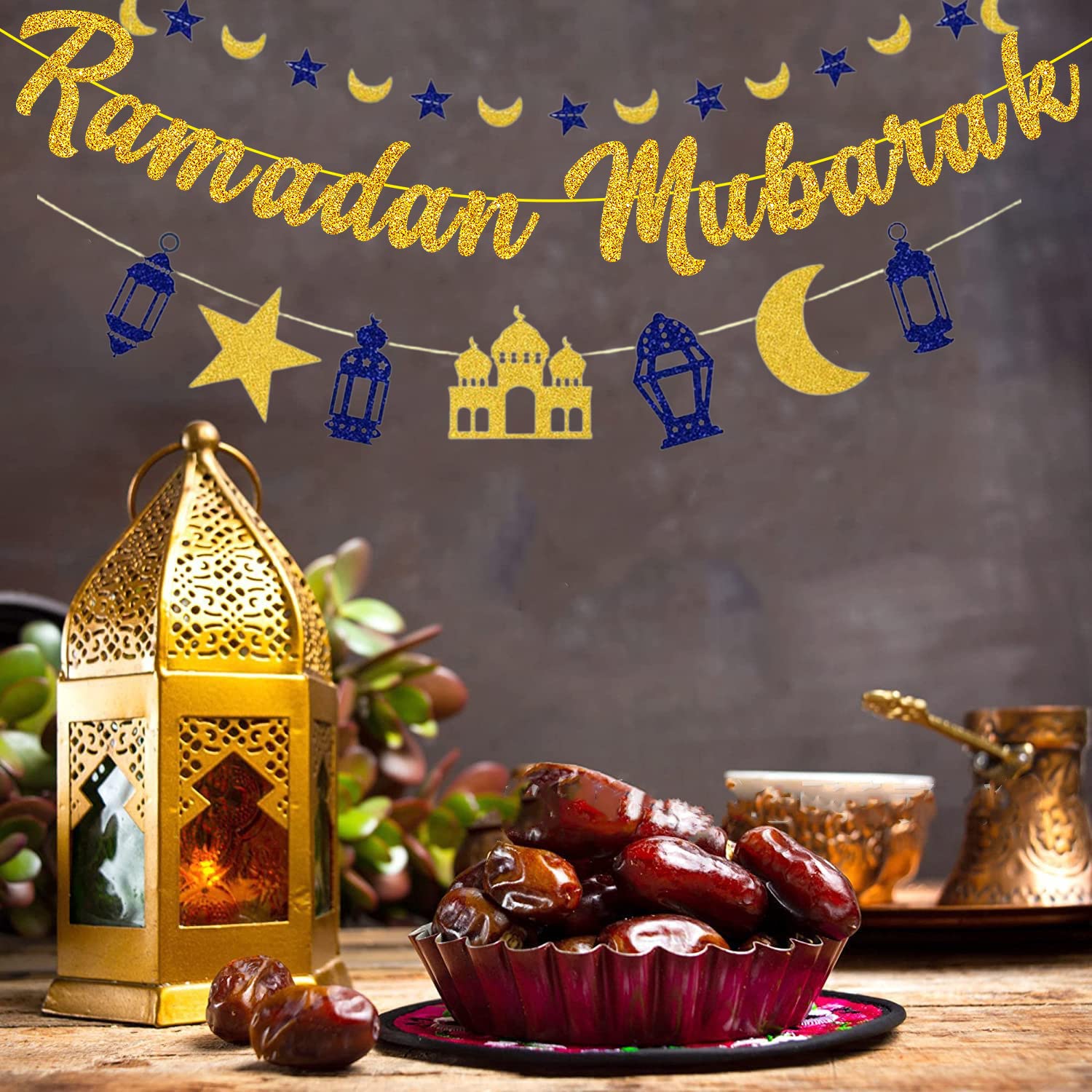 Ramadan Mubarak Eid Decorazioni, Ramadan Mubarak Banner Luna Stelle Ghirlanda per Eid Festival Party Supplies, Ramadan Kareem Decor