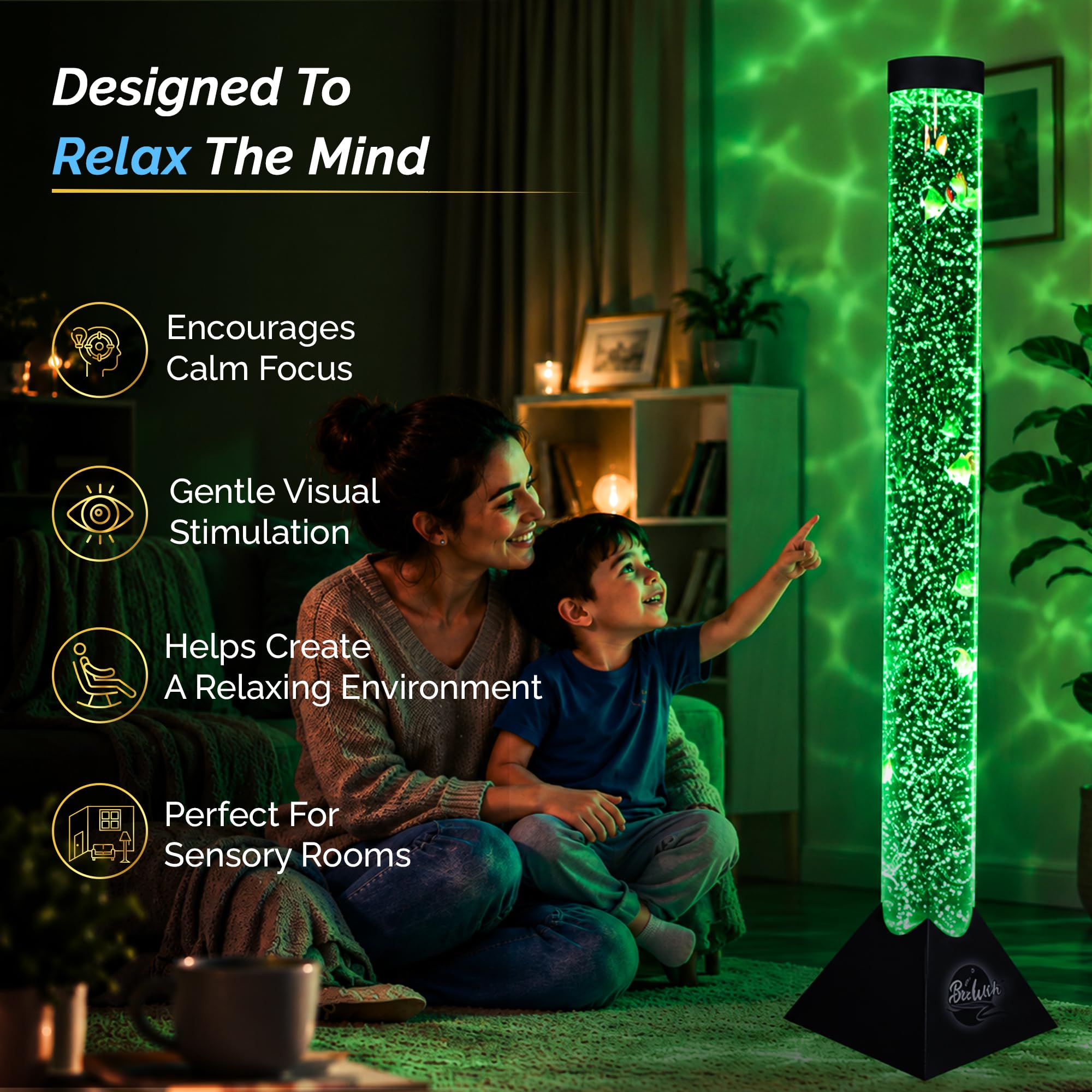 Amazon.co.jp : Brewish 4フィート 感覚LED水泡魚チューブフロアランプ