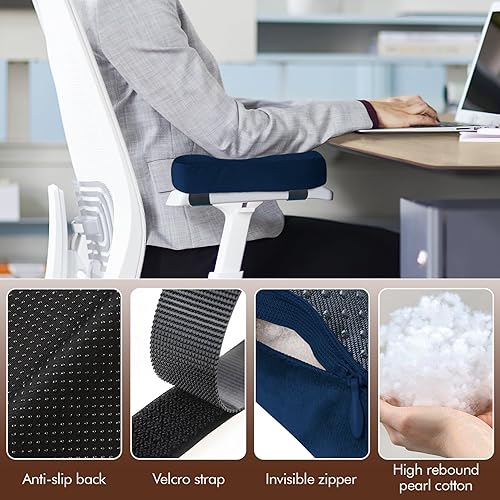 Miniatura 3 de WdFour Paquete de 2 almohadillas antideslizantes para reposabrazos para sillas de oficina y juegos, almohada ergonómica de apoyo de antebrazo