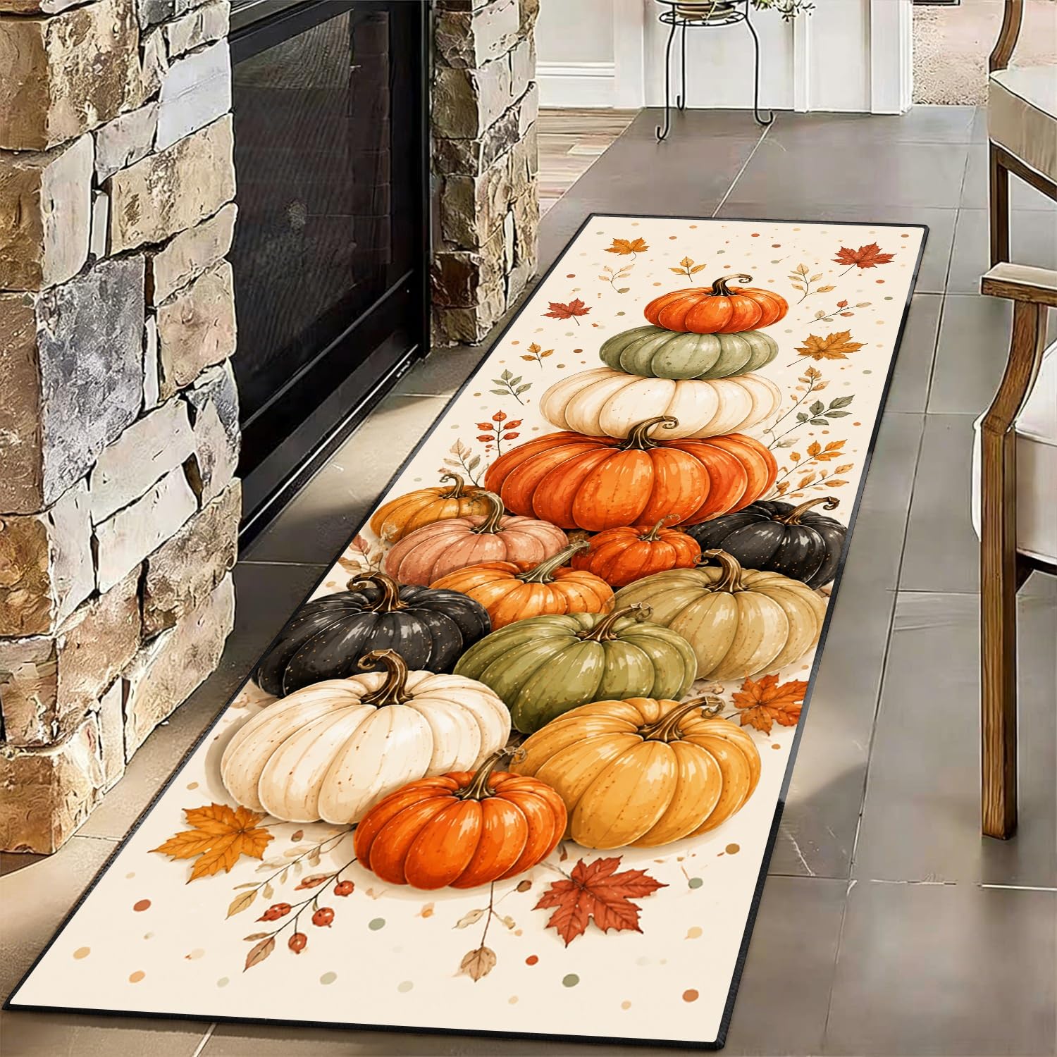 PDENZG Fall Kitchen Decor Pumpkin Rug Autumn Soft Thanksgiving Rug 60x300cm