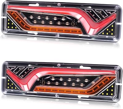 2pcs Turn Signal Brake Reverse Taillight LED Truck Tail Lights Rectangular Turn Signal Stop LED Trailer Tail Light for 12V Truck Trailer V Pattern